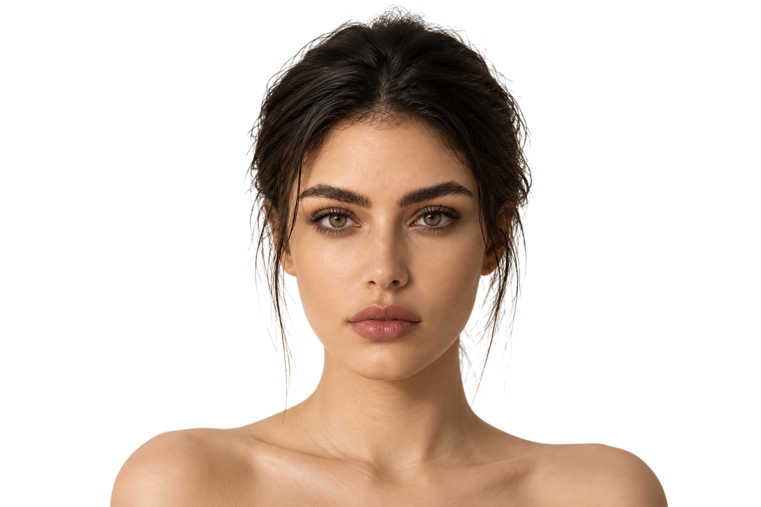 Retrato frontal para la evaluación personalizada del diseño de cejas